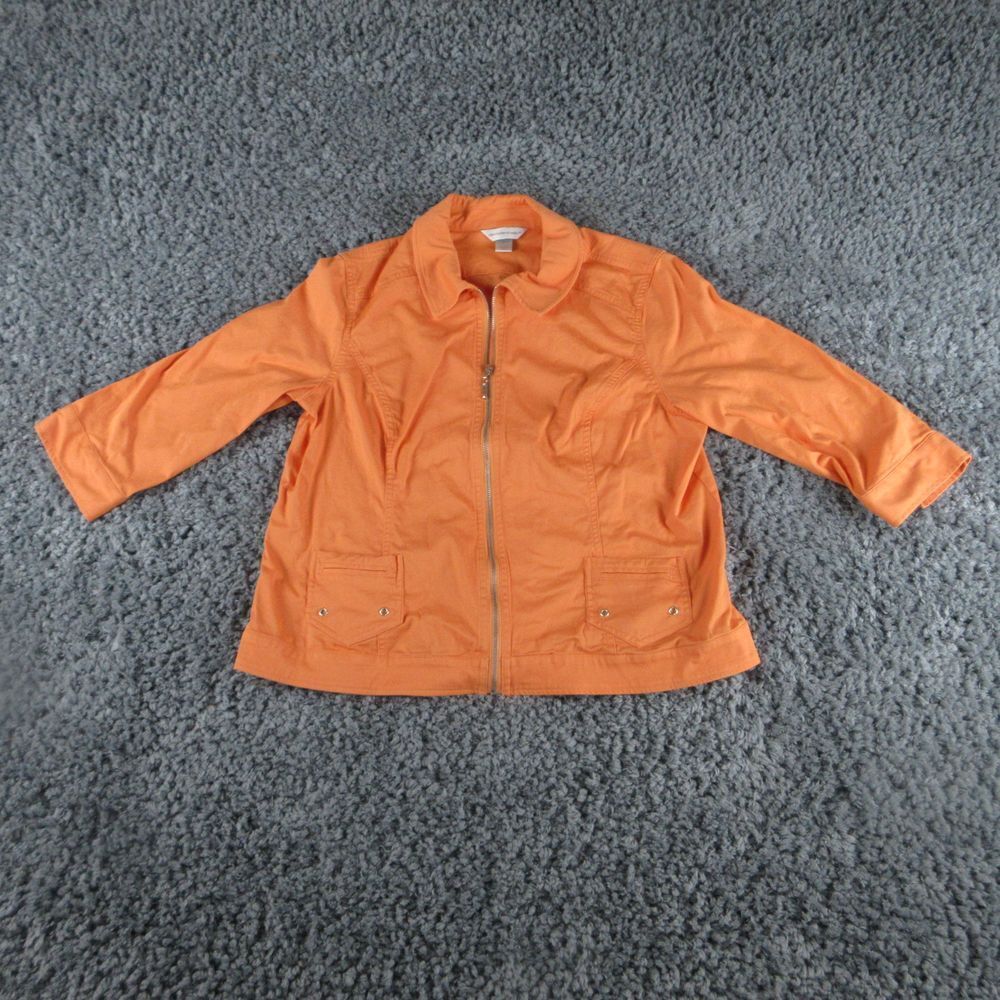 Christopher & Banks Jacket Womens XL Orange Long Sleeve Full Zip
